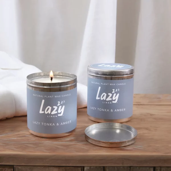 Lazy Linen Tonka & Amber Candle Metal Tin Refills Twin Pack