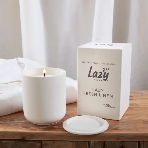 Lazy Linen Fresh Linen Ceramic Candle Pot With Lid