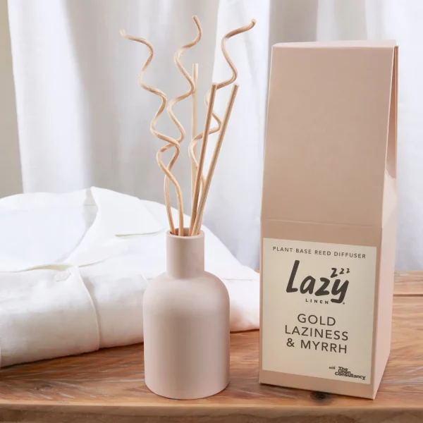 Lazy Linen Gold, Laziness & Myrrh Ceramic Reed Diffuser