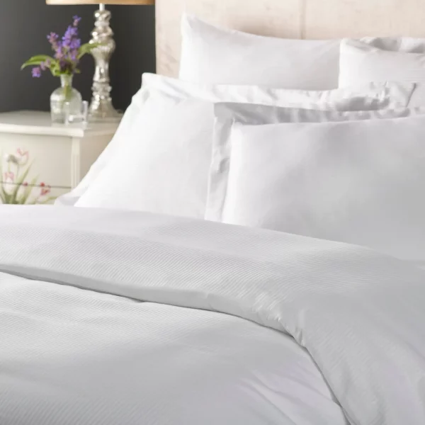 A satin stripe cotton percale extra large duvet cover from the Hotel Pure Luxury range