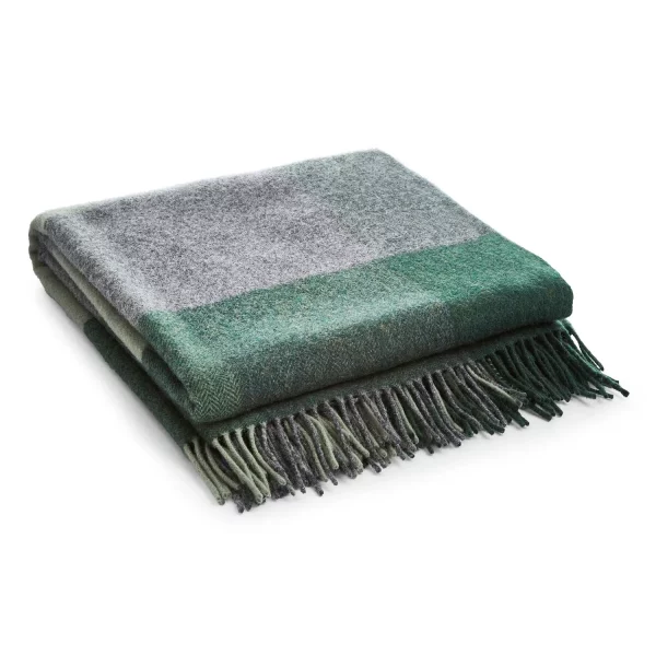 Liddell Lambswool Bistro Check Sage Green Blanket