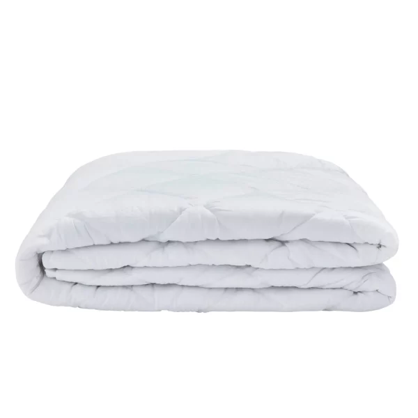 A Vision Essentials 100% cotton quilted mattress protector folded up.