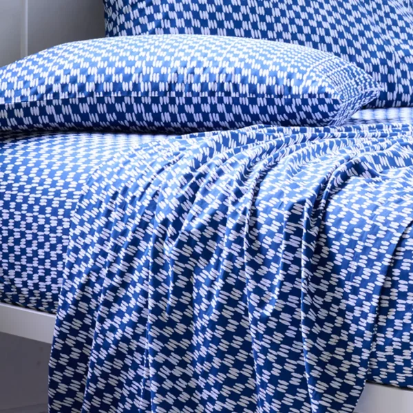 Martex Petite Painted Blue Check Fitted Sheet