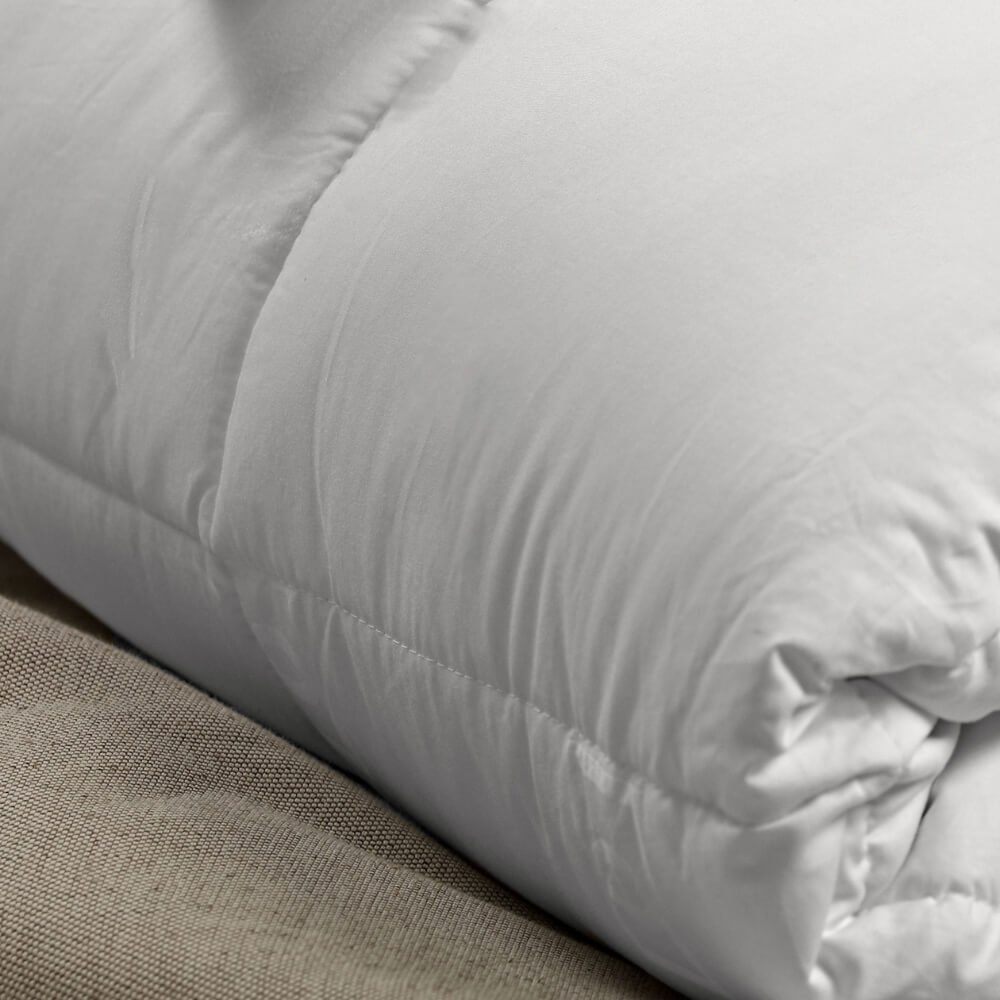 Close up of duck feather and down 13.5 tog duvet