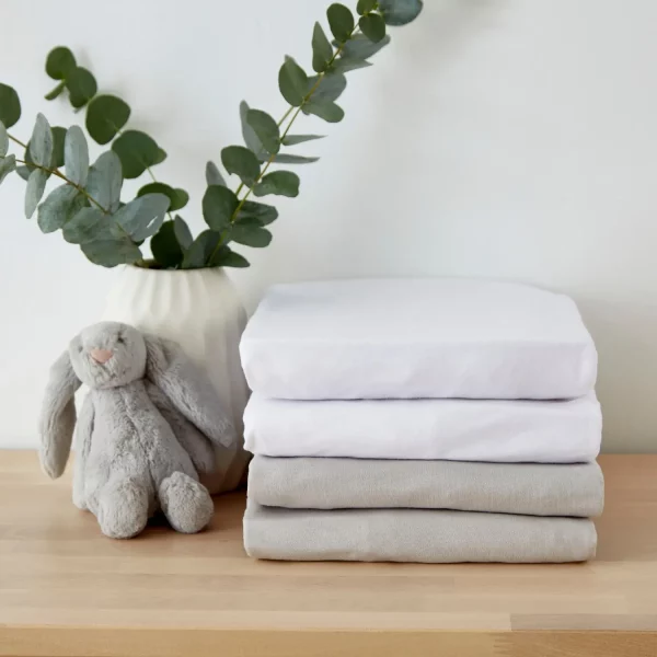 Martex Baby crib fitted sheets in grey or white - twin pack