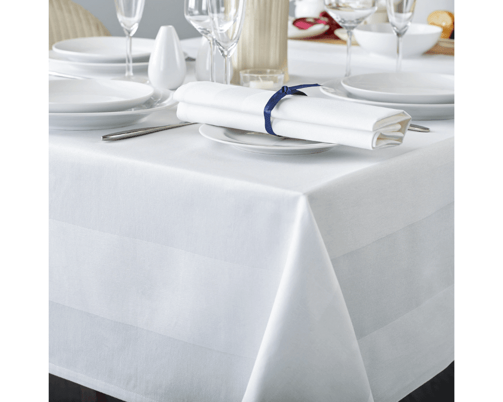 Cotton White Satin Band Tablecloth - main image