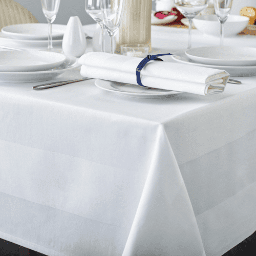 Cotton White Satin Band Tablecloth - main image