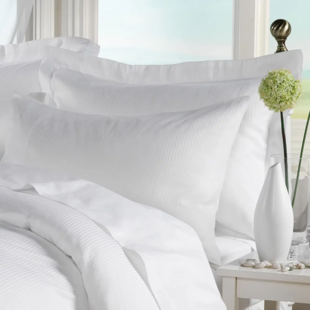 Hotel Pure Luxury Cotton Percale Satin Stripe Pillowcase