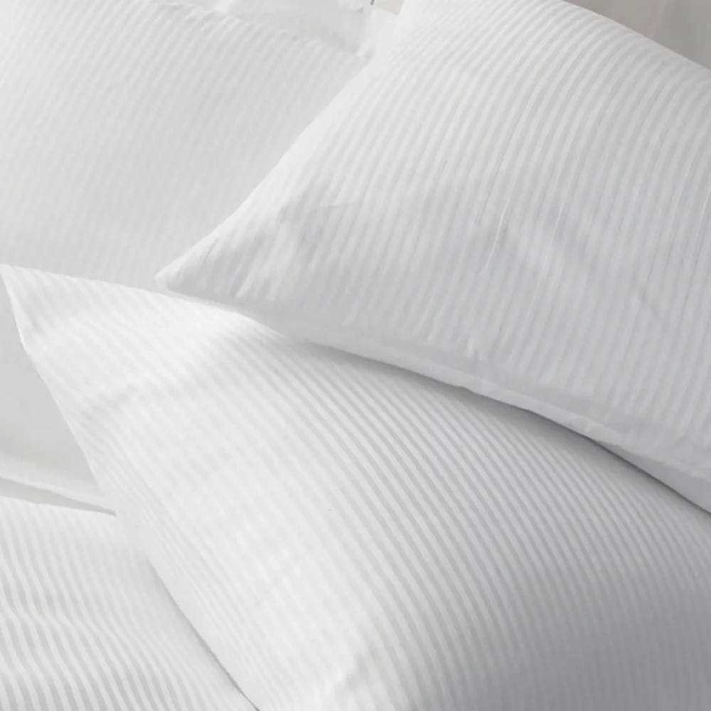 Hotel Pure Luxury Cotton Percale Satin Stripe Pillowcase Detail