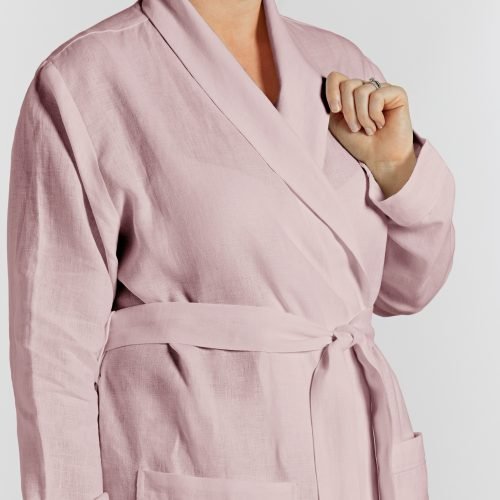 V-030248 02 Lazy Linen Bathrobe Mellow Pink - Small (1)