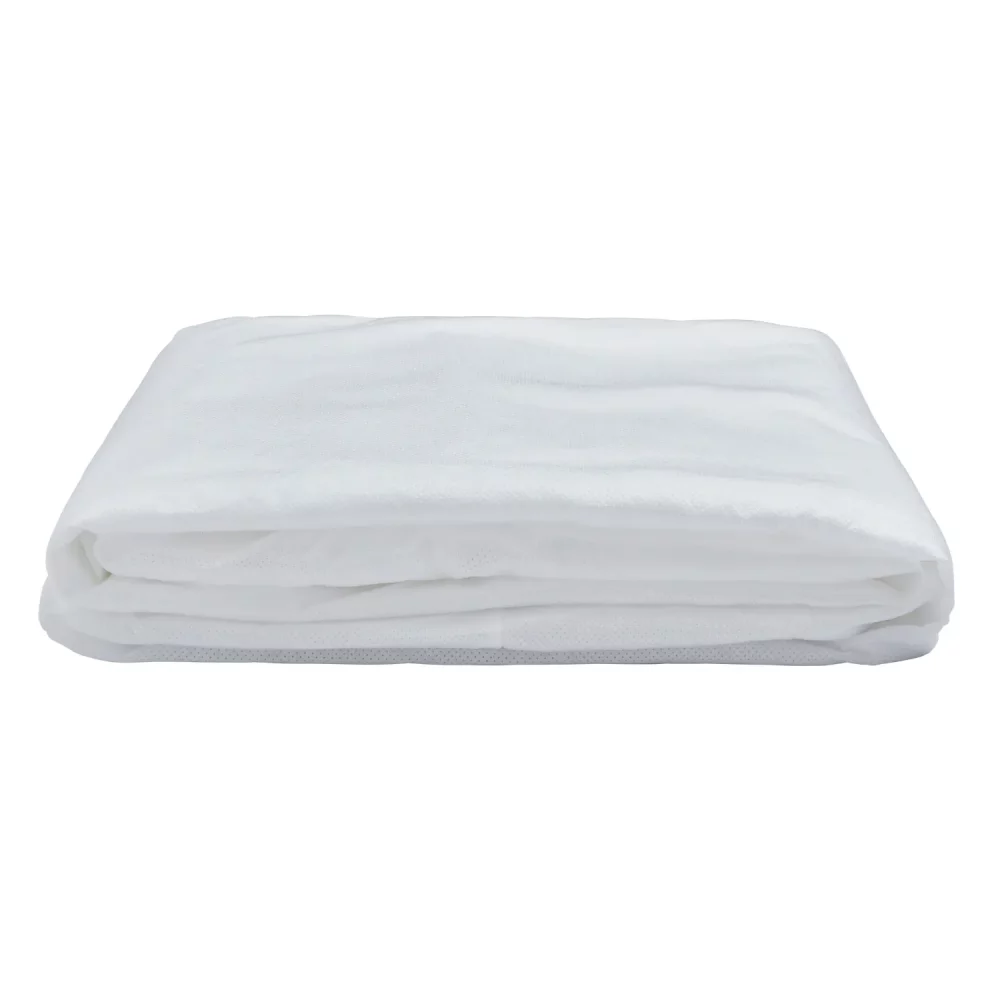 A fully enclosed polypropylene anti-allergy mattress protector from the Martex range folded up.