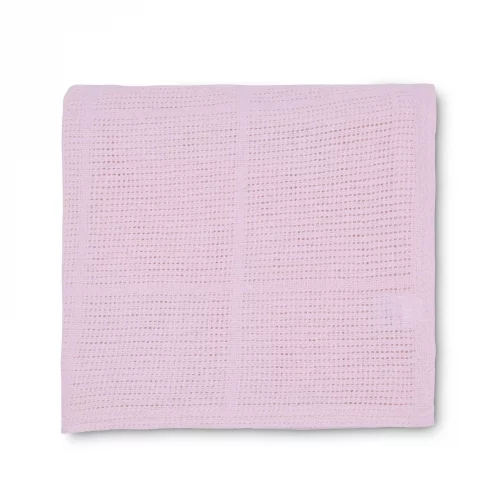 A pink cellular blanket for use with babies from the Martex Baby range