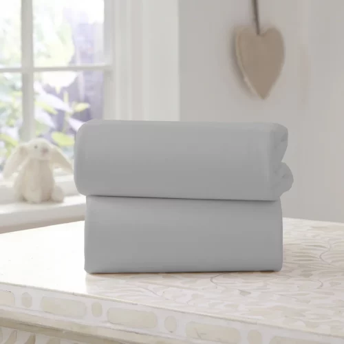 A twin pack of grey fitted sheets from Clair De Lune.