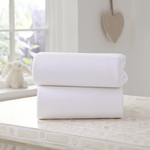 A twin pack of white fitted sheets from Clair De Lune.