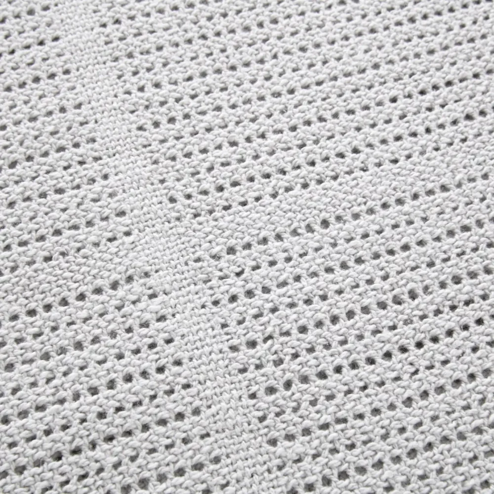 A close up of a grey Clair De Lune cotton cellular blanket