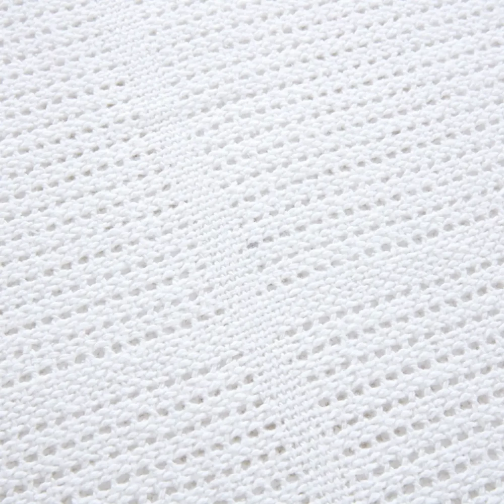 A close up of a white Clair De Lune cotton cellular blanket