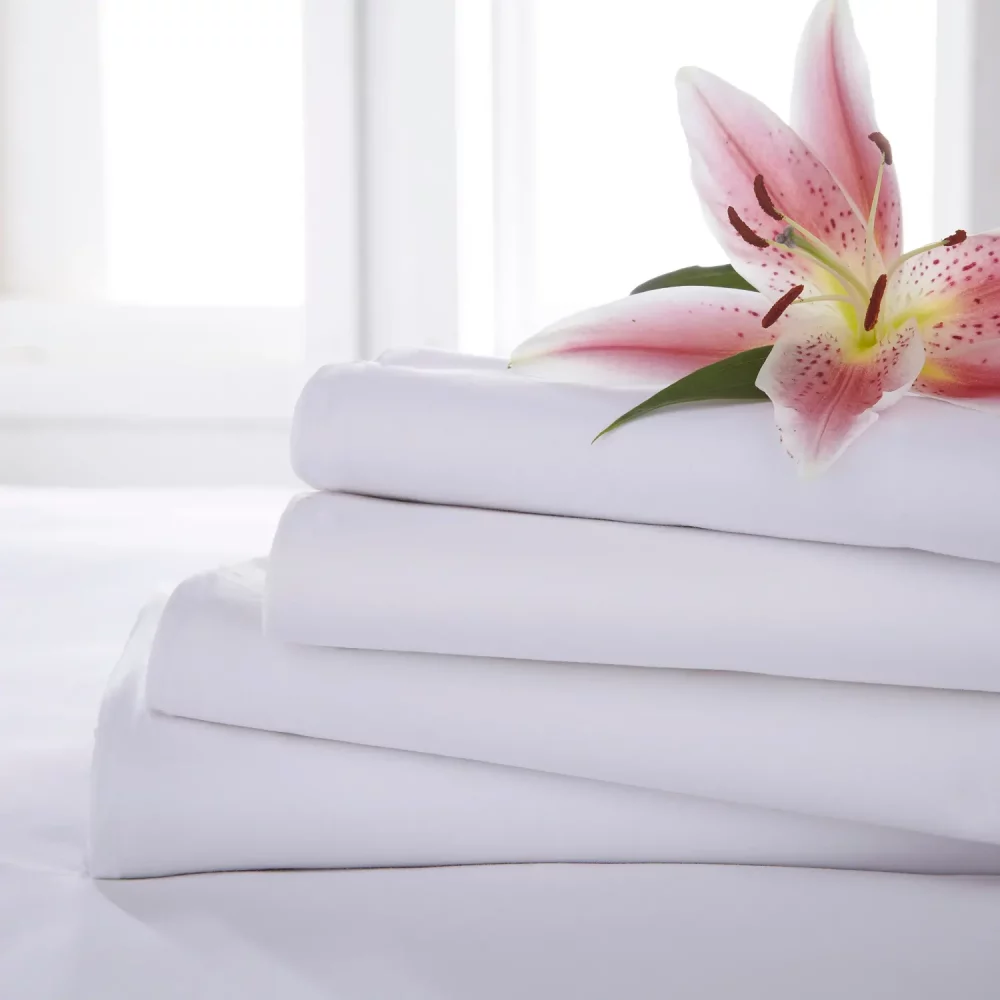 White Martex Percale Oxford Pillowcases stacked upon eachother